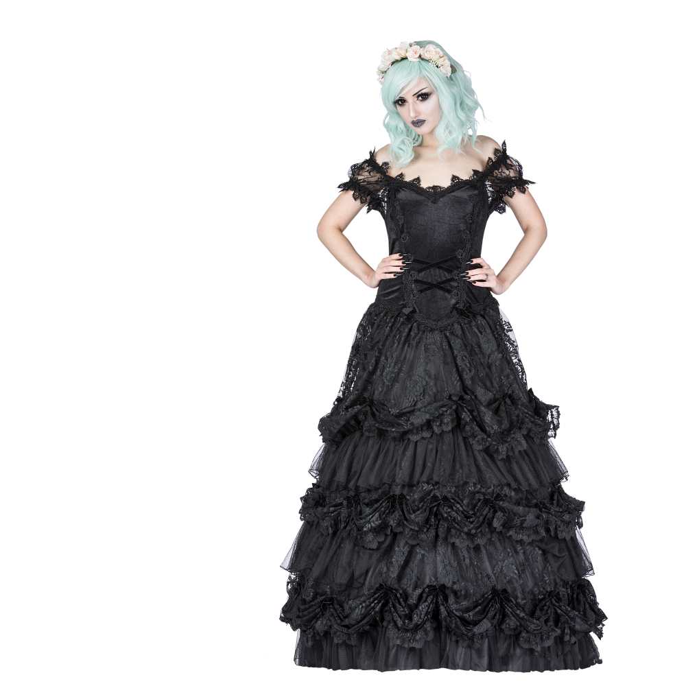 Sinister - 1105 Lange jurk - Zwart